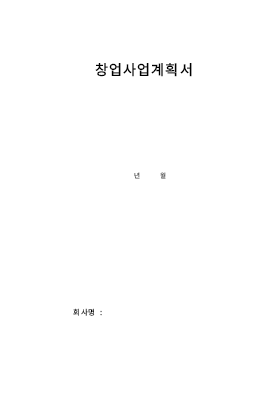 사업계획서 (창업 사업계획서) 사업계획서 (창업 사업계획서)